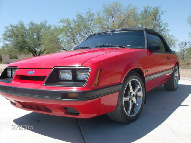 1986 Red Ford Mustang Convertible