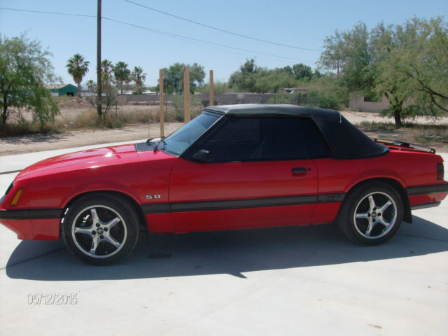 1986 Red Ford Mustang Convertible