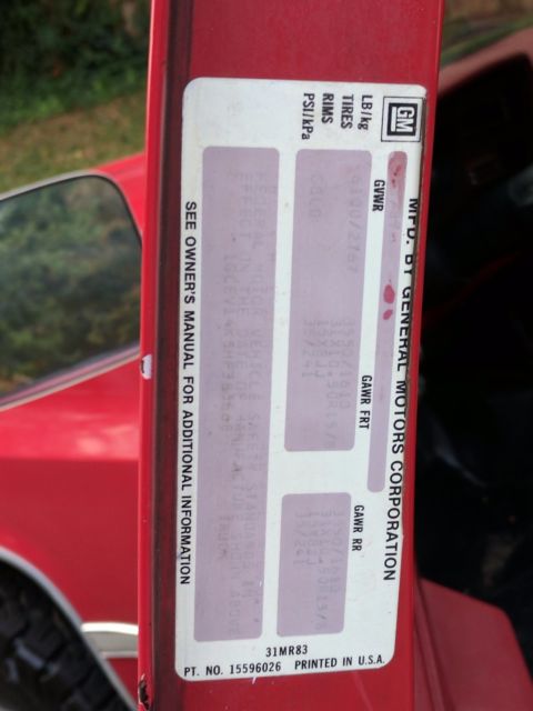 1987 Red Chevrolet C/K Pickup 1500 Cab & Chassis