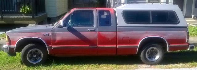 1987 Red and Gray Chevrolet S-10 Extended Cab Pickup