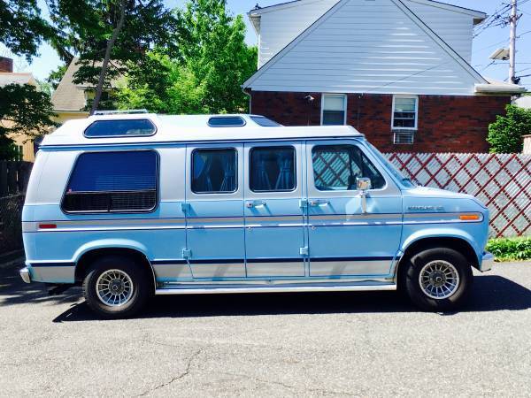 1987 Blue Ford E-Series Van Van Camper