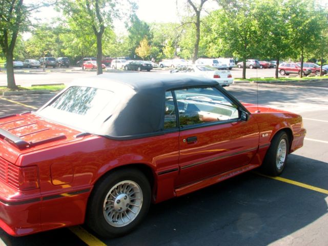 1987 Red Ford Mustang Convertible