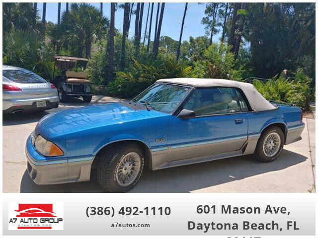 1987 Blue Ford Mustang --