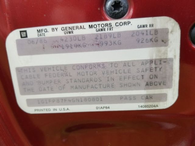 1987 Burgundy Chevrolet Camaro Coupe