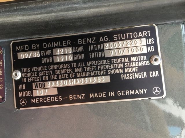 1987 Teal Mercedes-Benz SL-Class Convertible