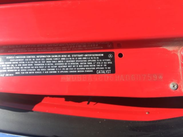 1987 Red Mercedes-Benz SL-Class Convertible