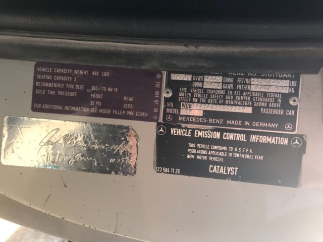 1981 Silver Mercedes-Benz SL-Class Convertible