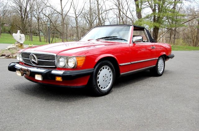 1987 Red Mercedes-Benz SL-Class 2 top convertible