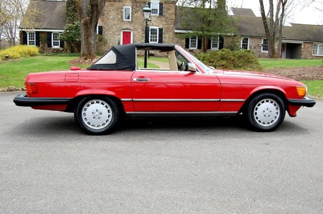 1987 Red Mercedes-Benz SL-Class 2 top convertible
