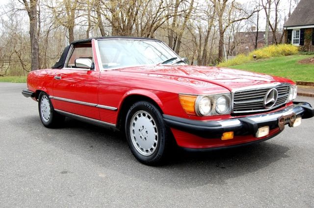 1987 Red Mercedes-Benz SL-Class 2 top convertible
