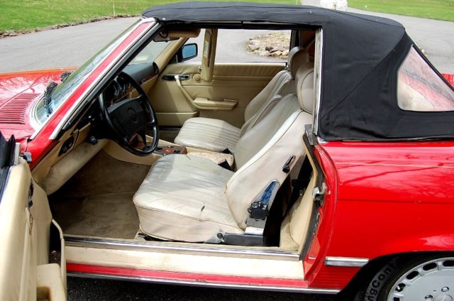 1987 Red Mercedes-Benz SL-Class 2 top convertible