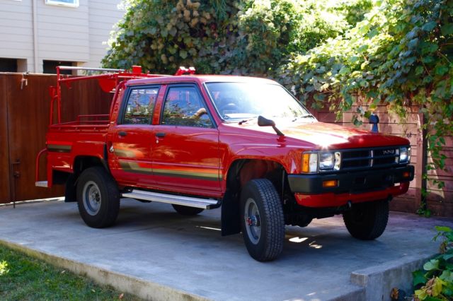 1987 Red Toyota Hilux Crew Cab Pickup