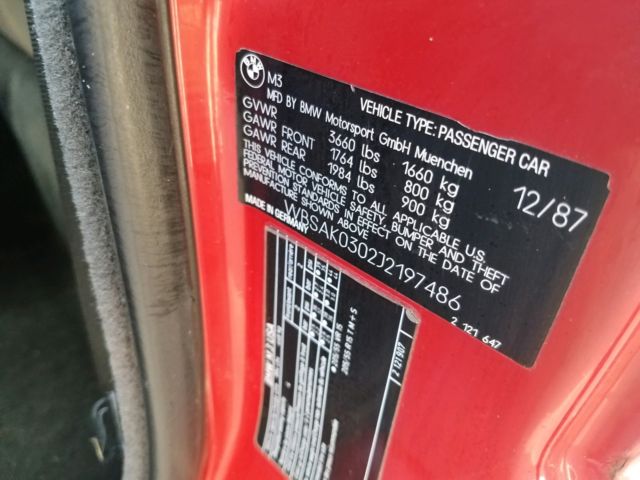 1988 Zinnoberrot BMW M3 Coupe