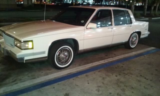 1988 White Cadillac DeVille Sedan