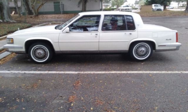 1988 White Cadillac DeVille Sedan