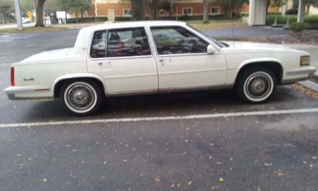 1988 White Cadillac DeVille Sedan
