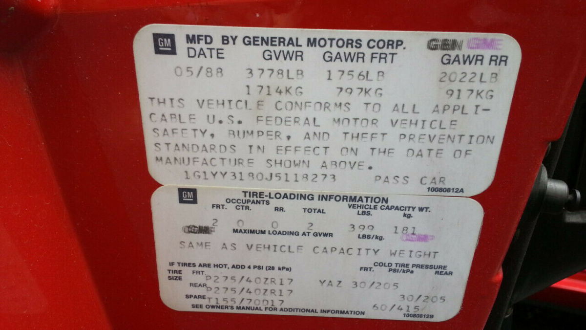 1988 Chevrolet Corvette Convertible