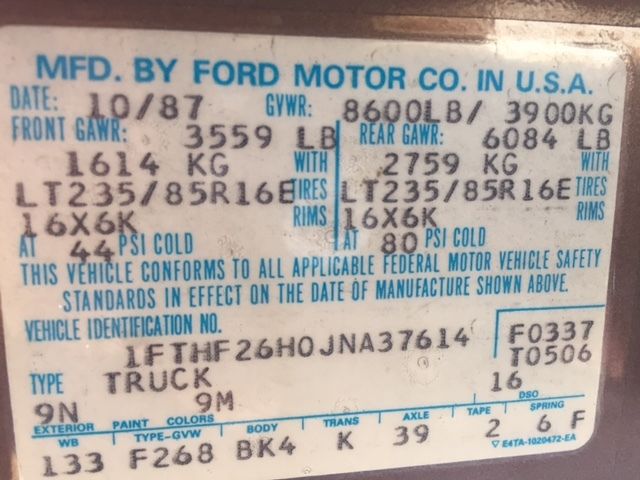 1988 Brown Ford F-250 Standard Cab Pickup