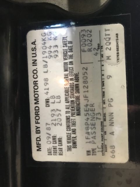 1988 Black w Silver Ford Mustang Convertible