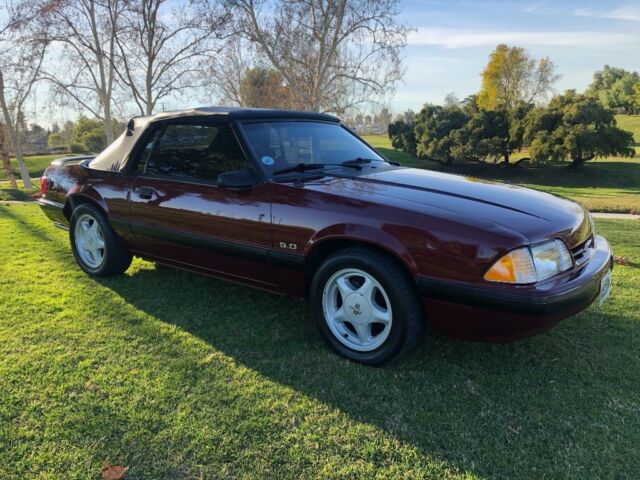 1988 Burgundy Ford Mustang Convertible
