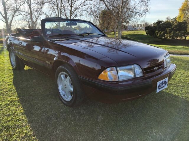 1988 Burgundy Ford Mustang Convertible