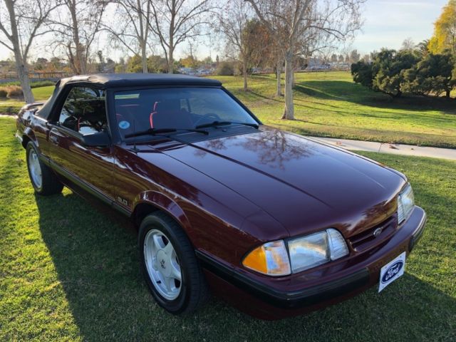 1988 Burgundy Ford Mustang Convertible
