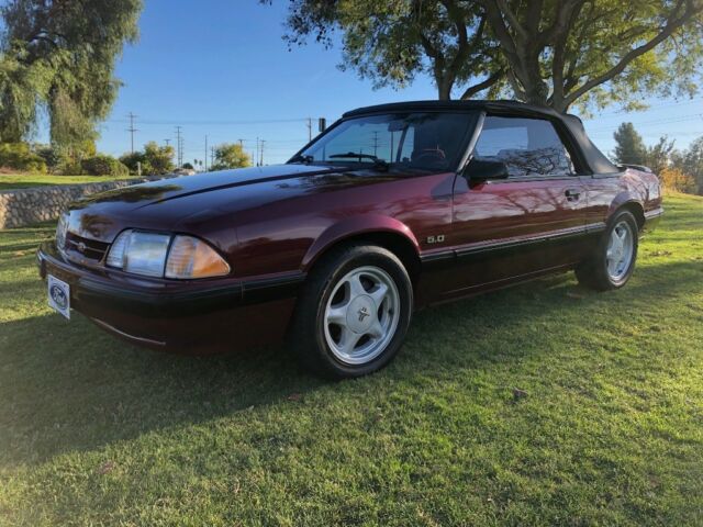 1988 Burgundy Ford Mustang Convertible
