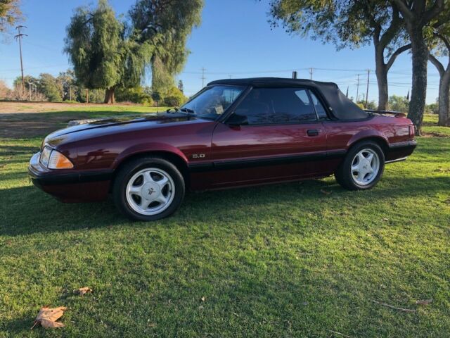 1988 Burgundy Ford Mustang Convertible