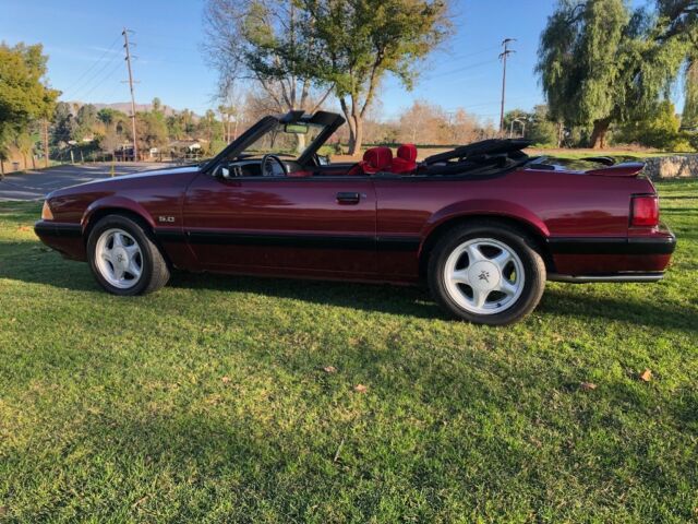 1988 Burgundy Ford Mustang Convertible
