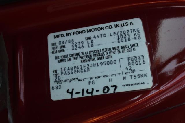 1988 Red Ford Thunderbird Coupe