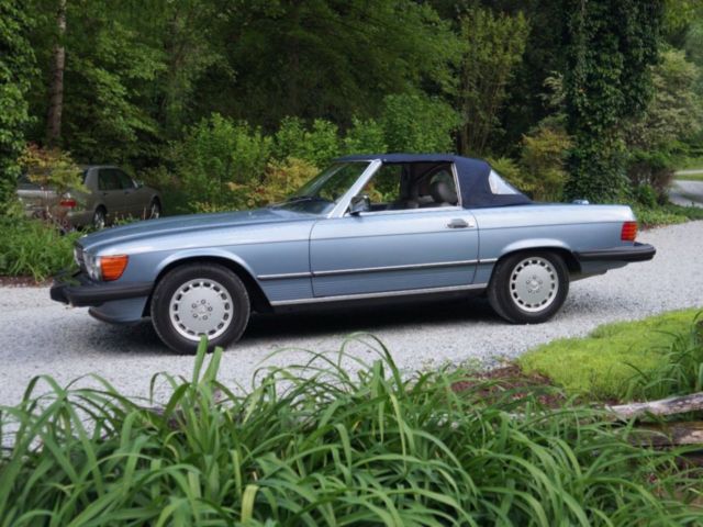 1988 Silver Blue Mercedes-Benz SL-Class Convertible