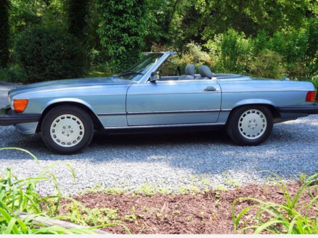 1988 Silver Blue Mercedes-Benz SL-Class Convertible