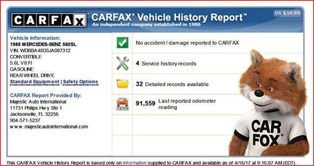 1988 Red Mercedes-Benz SL-Class Convertible