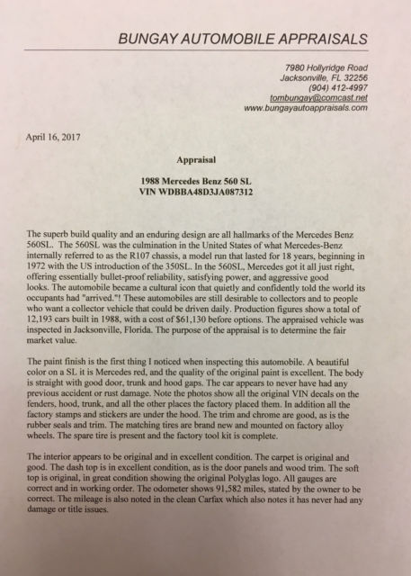 1988 Red Mercedes-Benz SL-Class Convertible