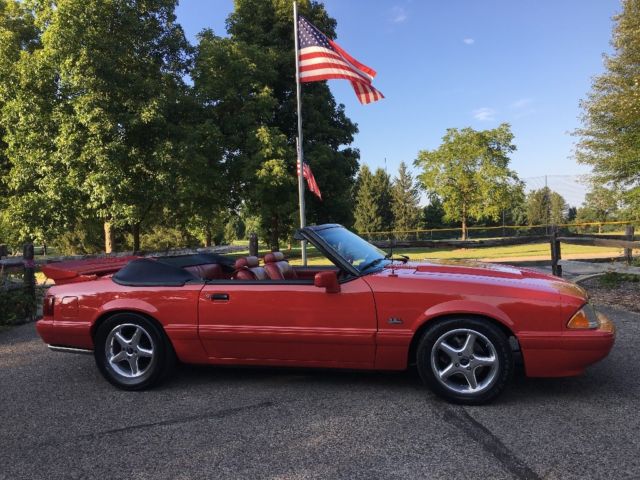 1988 Red Ford Mustang Convertible