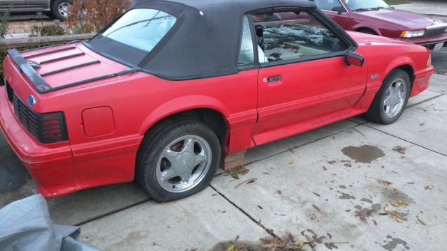 1988 Red Ford Mustang Convertible