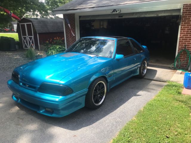 1988 Teal Ford Mustang Hatchback