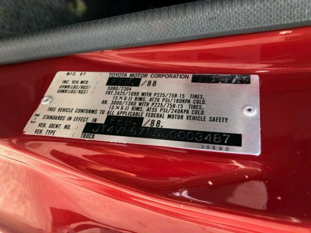 1988 Red Toyota Pickup Extended Cab Pickup