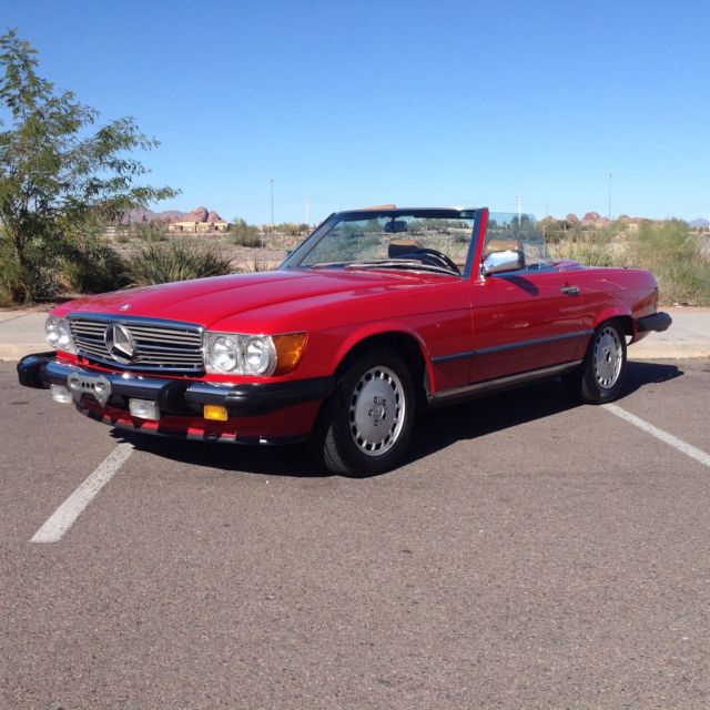 1989 Red Mercedes-Benz SL-Class Convertible