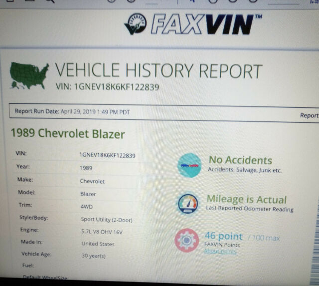 1989 White Chevrolet Blazer