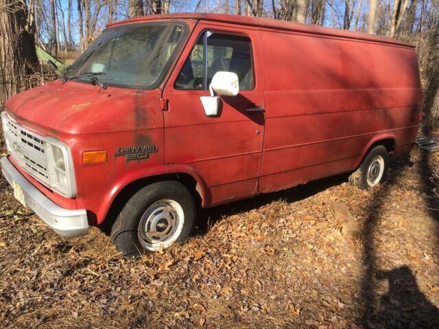 1989 red Chevrolet G20 Van
