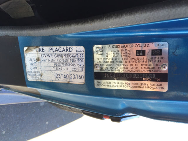 1989 Blue Chevrolet Tracker SUV