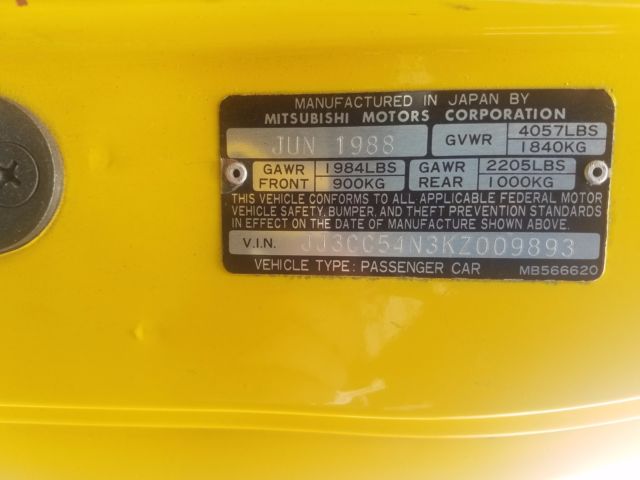 1989 Yellow Chrysler Other conquest Coupe