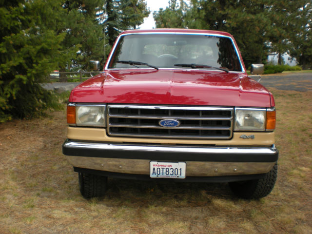 1989 Red and Tan Ford Bronco Two Door