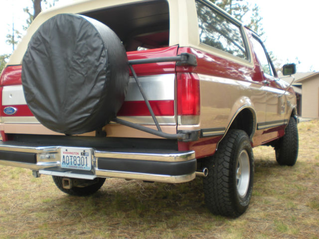 1989 Red and Tan Ford Bronco Two Door