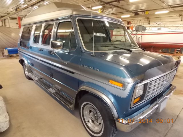 1989 Blue Ford E-Series Van Van Camper