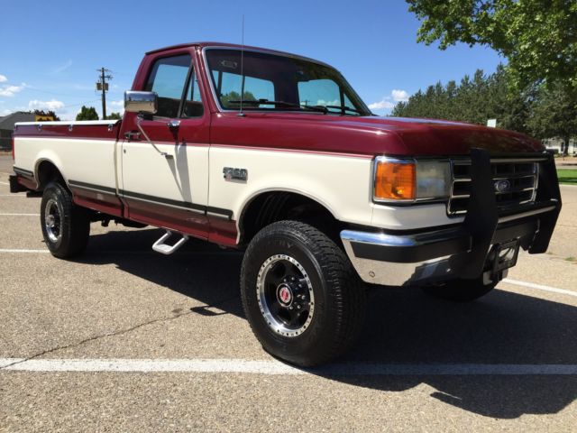 1989 RED AND White Ford F-250 Standard Cab Pickup