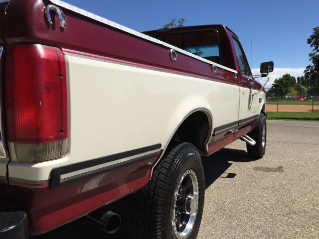 1989 RED AND White Ford F-250 Standard Cab Pickup