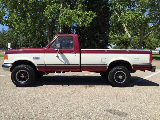 1989 RED AND White Ford F-250 Standard Cab Pickup