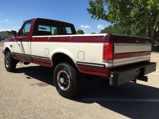 1989 RED AND White Ford F-250 Standard Cab Pickup